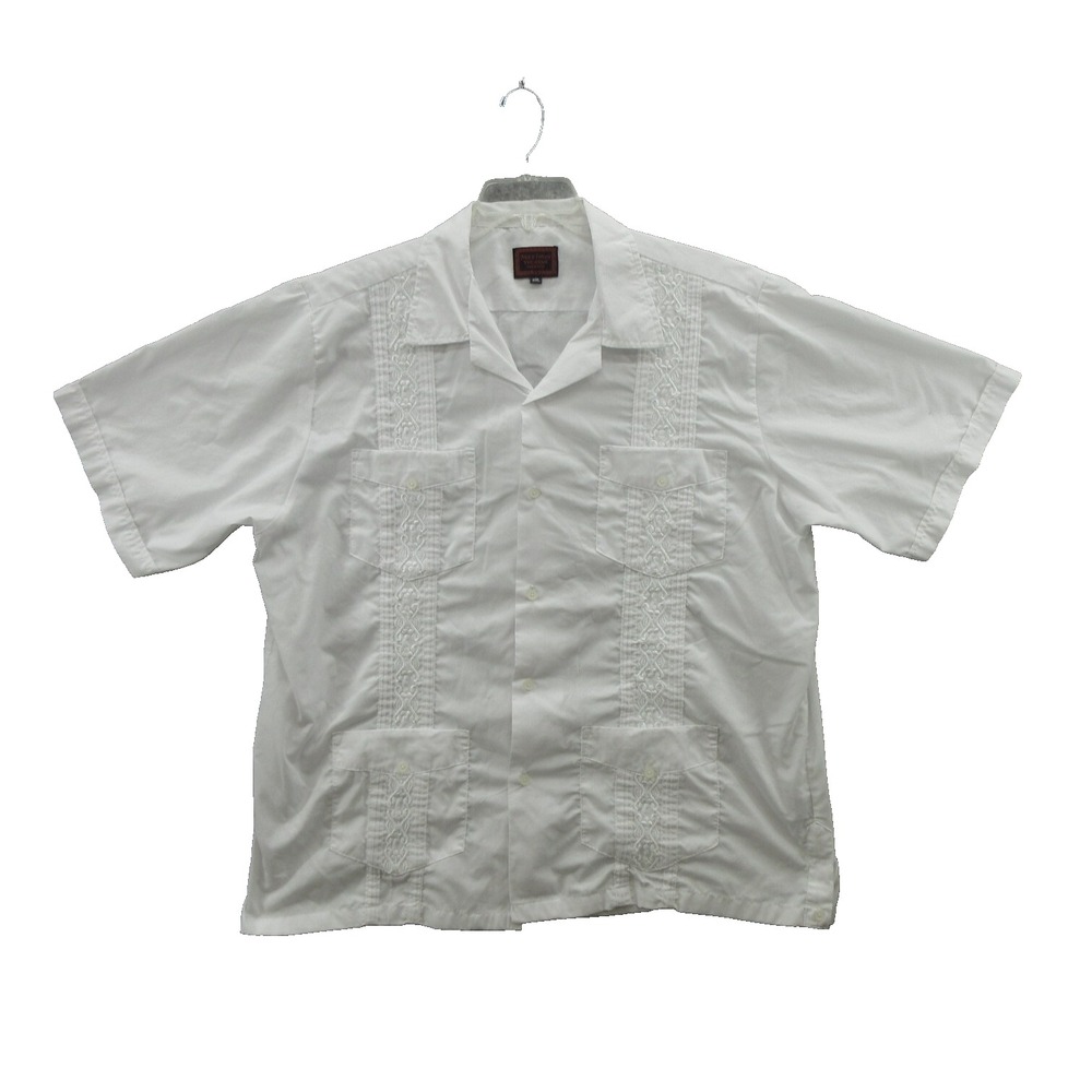 Maximos Yucatan Mens Shirt Size 3XL Short Sleeve Mexico White Cotton Blend